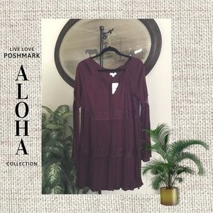 NWT Socialite (Nordstrom) - Plum Boho Lace Dress